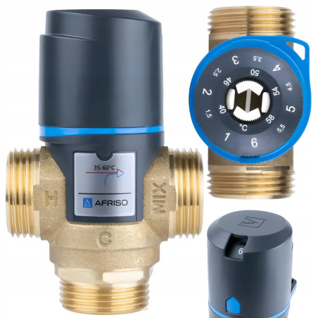 ZAWÓR MIESZAJĄCY TERMOSTATYCZNY ATM883 DN25 GZ 5/4" 35-60°C 4,2 m3/h AFRISO