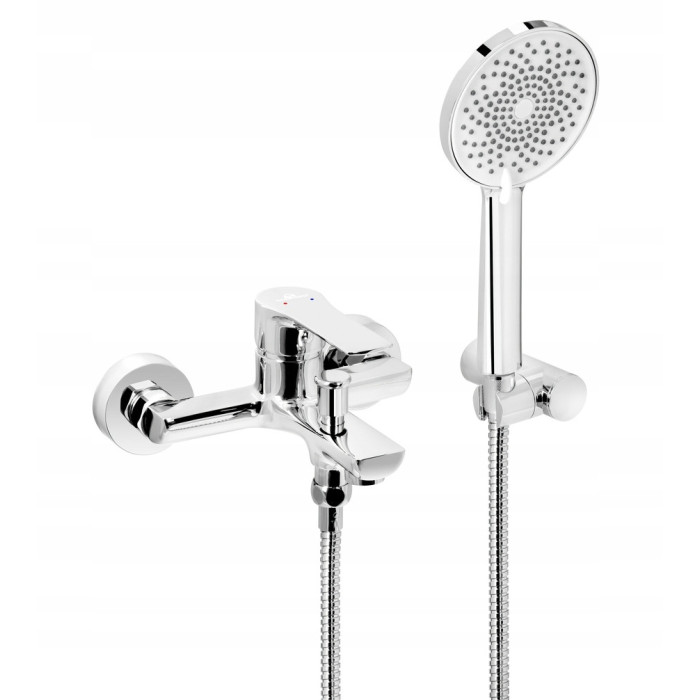 Bateria wannowa jednouchwytowa ścienna BORNEO Diamond Chrom