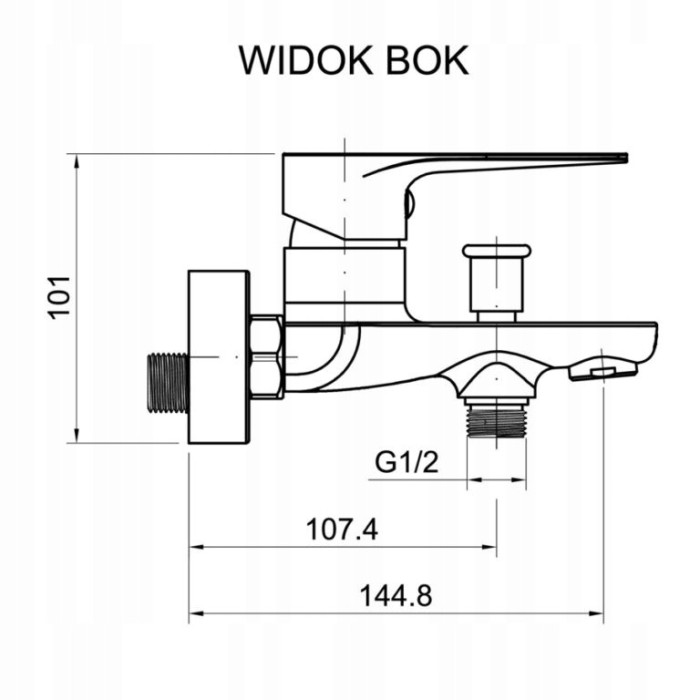 Bateria wannowa jednouchwytowa ścienna BORNEO Diamond Chrom