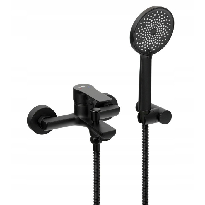 Bateria wannowa ścienna jednouchwytowa BORNEO Diamond czarna