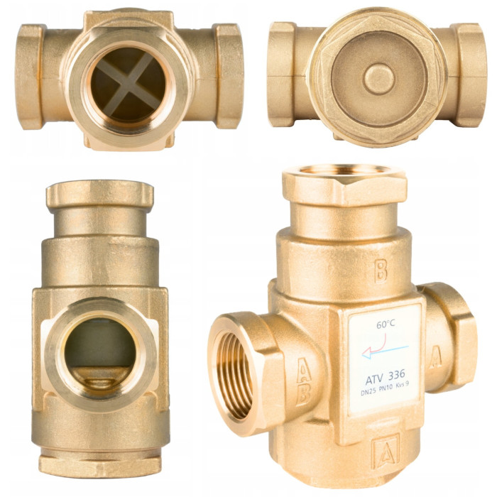 ZAWÓR TEMPERATUROWY OCHRONY POWROTU KOTŁA ATV336 DN25 Ø 1" 9m/h 60°C AFRISO