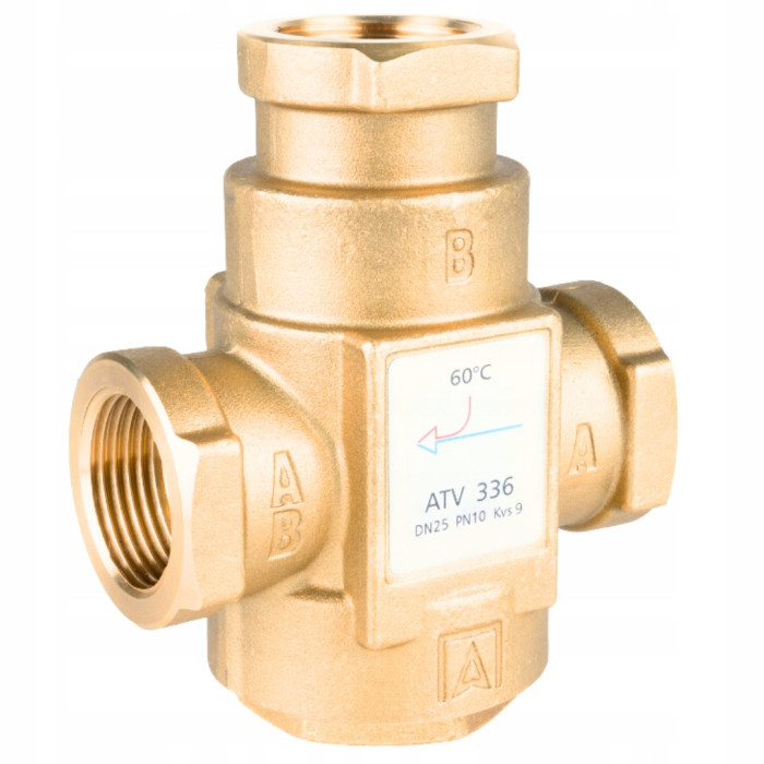 ZAWÓR TEMPERATUROWY OCHRONY POWROTU KOTŁA ATV336 DN25 Ø 1" 9m/h 60°C AFRISO