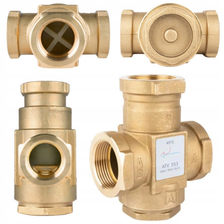 ZAWÓR TEMPERATUROWY OCHRONY POWROTU KOTŁA ATV553 DN32 5/4" 9m/h 45°C AFRISO