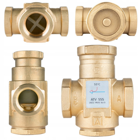 ZAWÓR TEMPERATUROWY OCHRONY POWROTU KOTŁA ATV555 DN32 5/4" 9m/h 55°C AFRISO