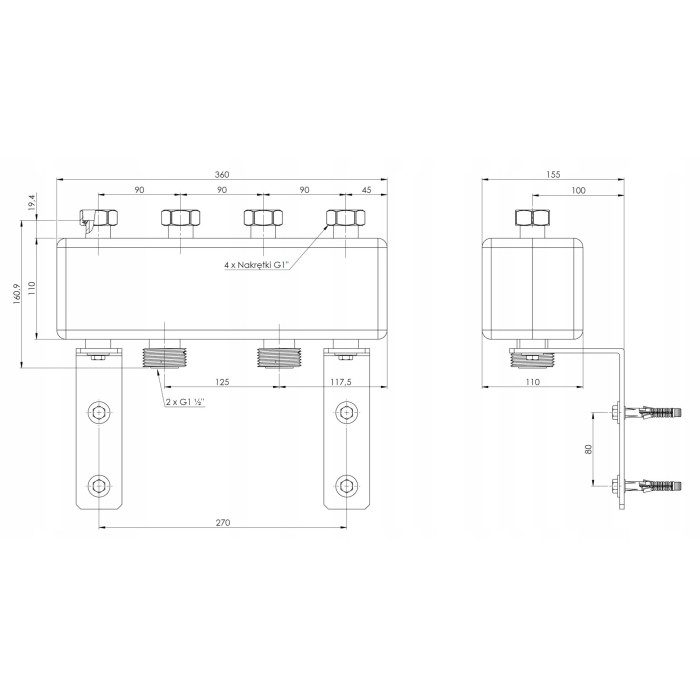 ROZDZIELACZ KSV 90-2 DO 50 KW DLA 2 OBIEGÓW AFRISO DO GRUP POMPOWYCH BPG