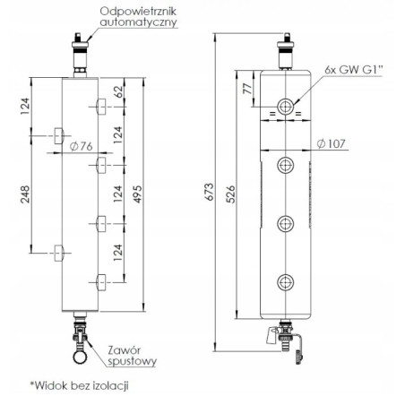 SPRZĘGŁO HYDRAULICZNE Z ROZDZIELACZEM AFRISO BLH 850 moc 70 kW GW G1''