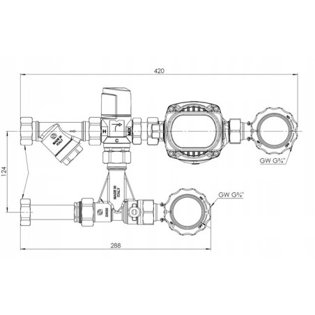 GRUPA POMPOWA BPS 991 AP z zaworem termostatycznym ATM 561 pompa APH AFRISO