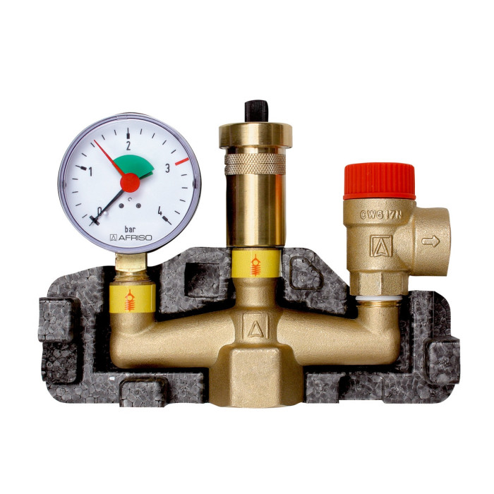 GRUPA Z ZAWOREM BEZPIECZEŃSTWA MS 3 BAR DO KOTŁA KSG Z IZOLACJĄ AFRISO