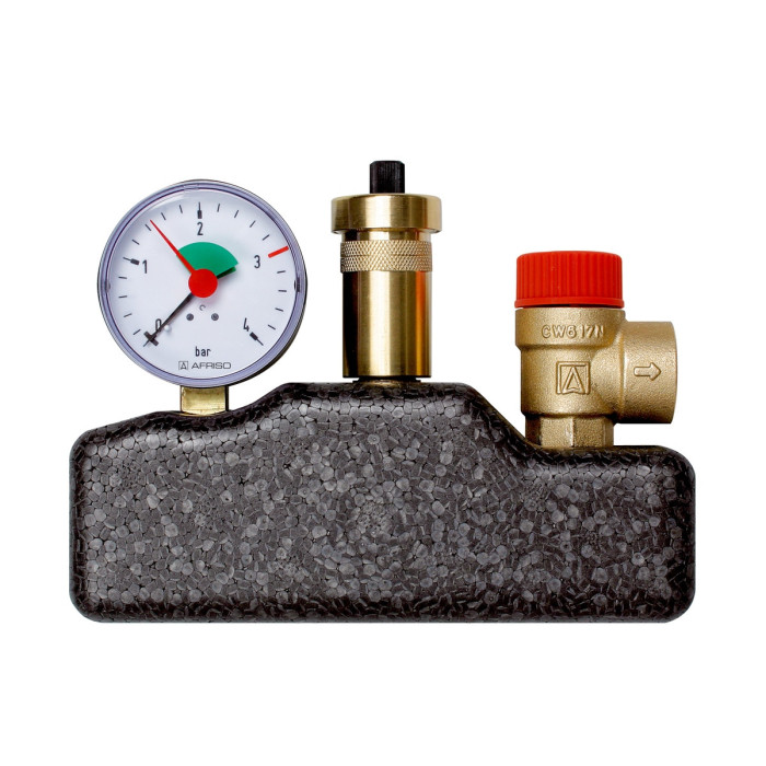 GRUPA Z ZAWOREM BEZPIECZEŃSTWA MS 3 BAR DO KOTŁA KSG Z IZOLACJĄ AFRISO