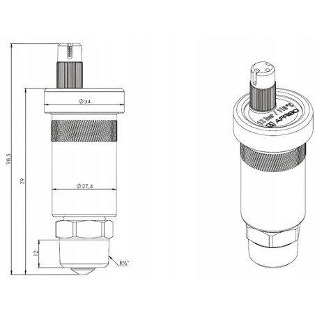 ODPOWIETRZNIK AUTOMATYCZNY AUTOMAT MOSIĘŻNY AFRISO 1/2" Z ZAWOREM STOPOWYM