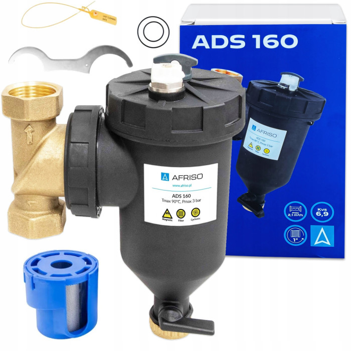 FILTR MAGNETYCZNY SEPARATOR ZANIECZYSZCZEŃ ADS160 AFRISO GW G1'' W IZOLACJI
