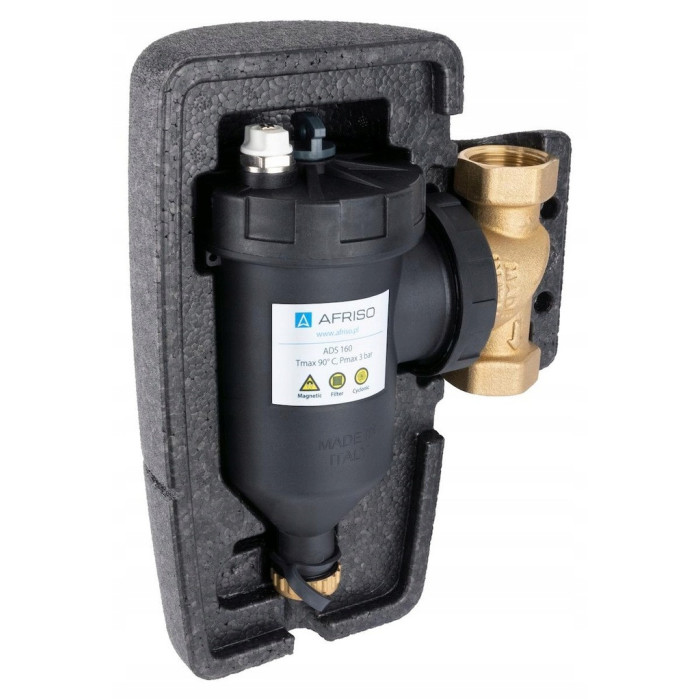 FILTR MAGNETYCZNY SEPARATOR ZANIECZYSZCZEŃ ADS160 AFRISO GW G1'' W IZOLACJI