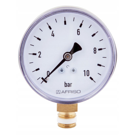 MANOMETR RADIALNY DOLNY RF 63 fi 63 mm 0÷10 bar G1/4" kl. 2,5 AFRISO