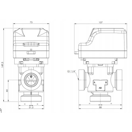 ZAWÓR 3-DROGOWY STREFOWY 5/4 CALA AZV 844 AFRISO DN25 Kvs13 m/h 230V AFRISO