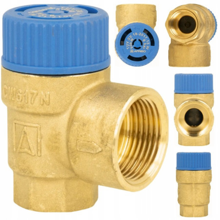 ZAWÓR BEZPIECZEŃSTWA DO INSTALACJI CWU 6 BAR 1/2'' x 3/4" GW AFRISO