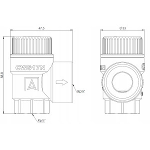 ZAWÓR BEZPIECZEŃSTWA DO INSTALACJI CWU 6 BAR 1/2'' x 3/4" GW AFRISO