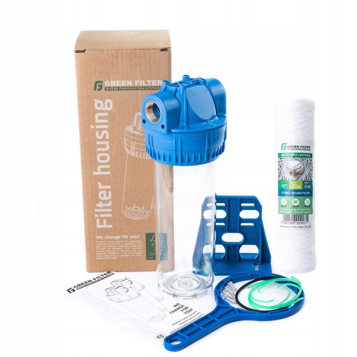 Filtr Do Filtracji Wody Obudowa Narurowy 10" Przyłącze 3/4" Komplet Wkładów