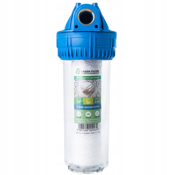 Filtr Do Filtracji Wody Obudowa Narurowy 10" Przyłącze 3/4" Komplet Wkładów