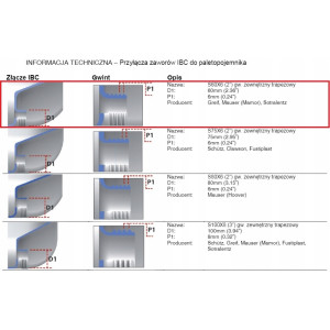 Kran IBC 45° z przyłączem IBCS60x6 na wąż 32 mm z taśmą PTFE Mauzer bradas