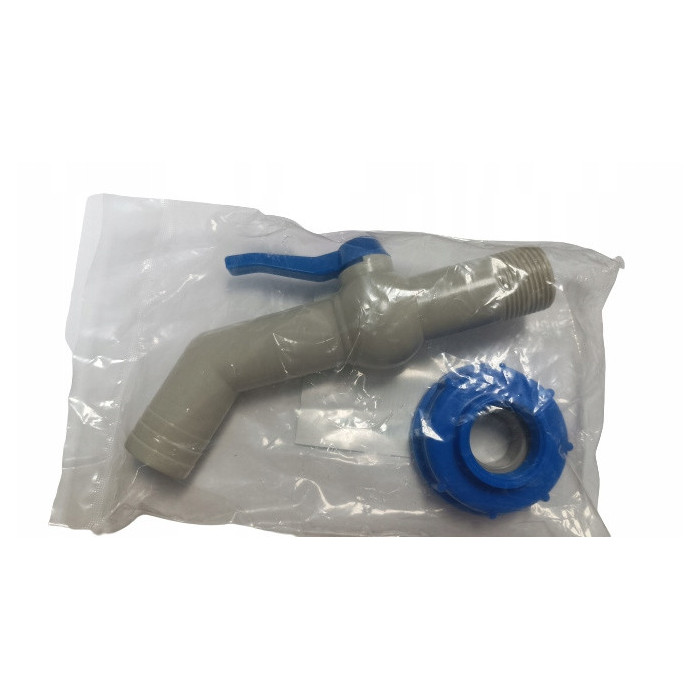 Kran IBC 45° z przyłączem IBCS60x6 na wąż 32 mm z taśmą PTFE Mauzer bradas