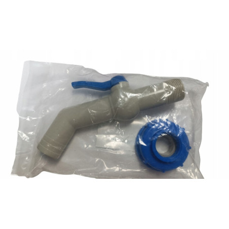 Kran IBC 45° z przyłączem IBCS60x6 na wąż 32 mm z taśmą PTFE Mauzer bradas