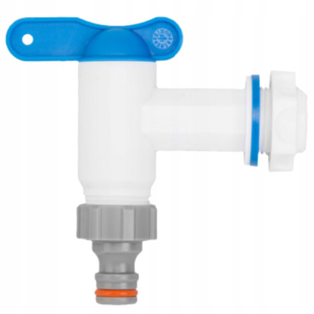 Kran IBC z wejściem GZ 3/4", wyjście GZ 3/4" + nypel - biały Mauzer bradas