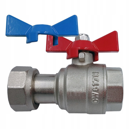 ZAWÓR KULOWY PROSTY Z PÓŁŚRUBUNKIEM I DŁAWIKIEM 3/4 X 3/4 DO KOTŁA