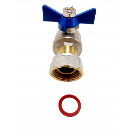 ZAWÓR KULOWY PROSTY Z PÓŁŚRUBUNKIEM I DŁAWIKIEM 3/4 X 3/4 DO KOTŁA