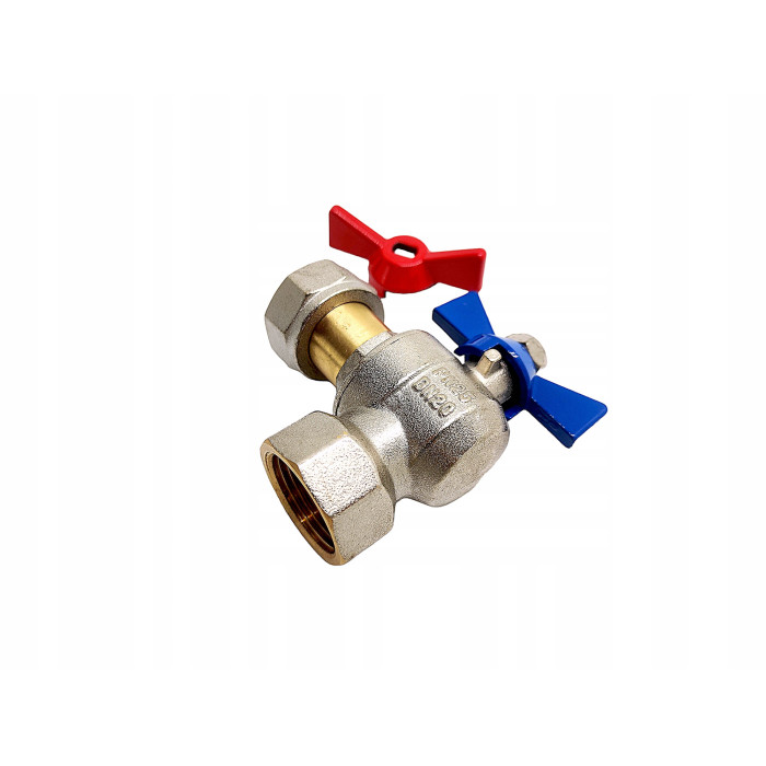 ZAWÓR KULOWY PROSTY Z PÓŁŚRUBUNKIEM I DŁAWIKIEM 3/4 X 3/4 DO KOTŁA