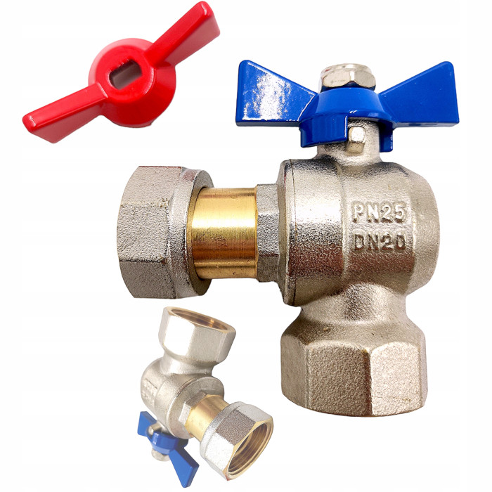 ZAWÓR KULOWY PROSTY Z PÓŁŚRUBUNKIEM I DŁAWIKIEM 3/4 X 3/4 DO KOTŁA