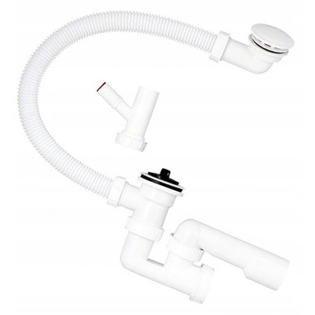 Syfon wannowy nadstropowy z wyjściem na pralkę sitko metalowe hydroland