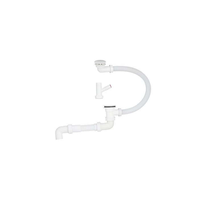 Syfon wannowy przelewowo spustowy z wyjściem na pralkę sitko metalowe