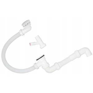 Syfon wannowy przelewowo – spustowy z wyjściem na pralkę sitko plastikowe