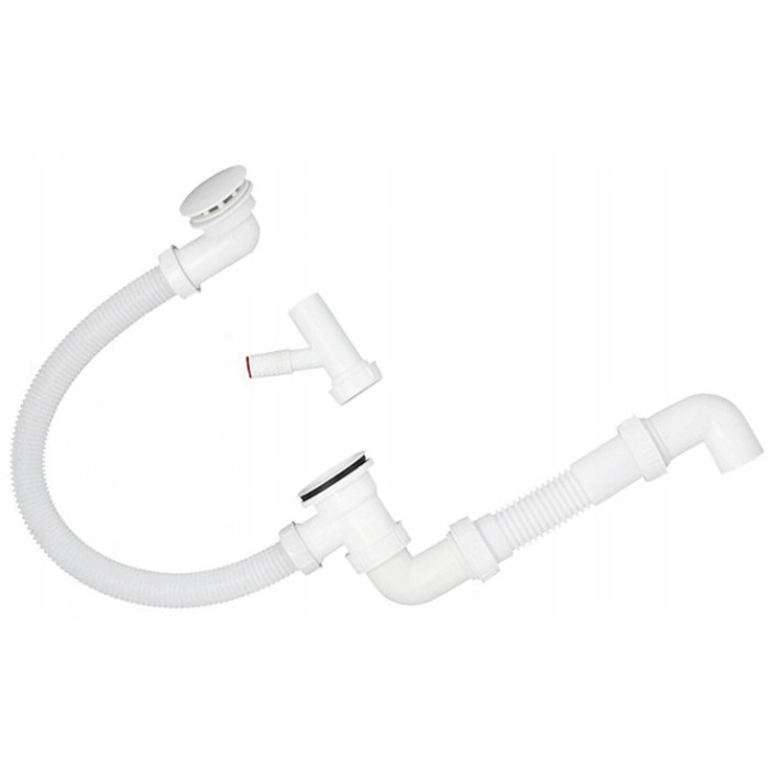 Syfon wannowy przelewowo – spustowy z wyjściem na pralkę sitko plastikowe