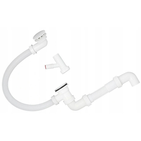 Syfon wannowy przelewowo – spustowy z wyjściem na pralkę sitko plastikowe