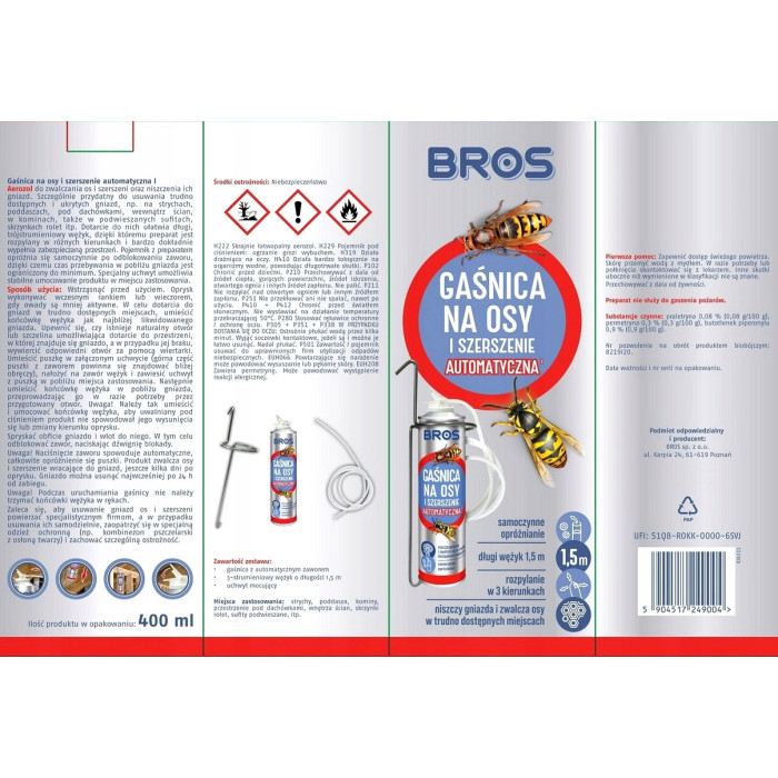 Bros gaśnica na osy i szerszenie automatyczna 400ml