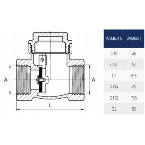 Zawór zwrotny 2 " cale klapowy mosiężny DIAMOND