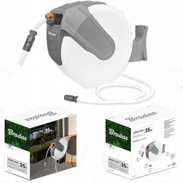 ZESTAW BĘBEN AUTOMATYCZNY Z WĘŻEM 1/2” 35 M Z AKCESORIAMI PODLEWANIE BRADAS