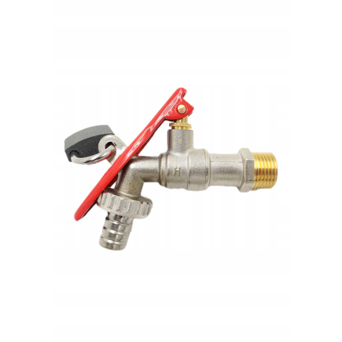 Zawór czerpalny z dławikiem i złączką węża na kłódkę + kłódka 1/2