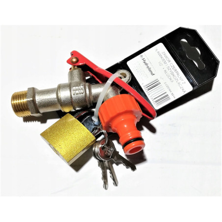 Zawór czerpalny z dławikiem i szybkozłączką na kłódkę + kłódka 1/2