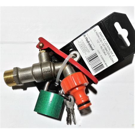 Zawór czerpalny z dławikiem i szybkozłączką na kłódkę + kłódka 1/2