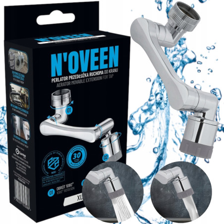 PRZEDŁUŻKA KRANU BATERII OBROTOWA AERATOR PERLATOR METAL 2W1 1080° m22/24