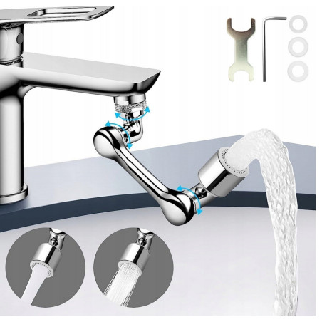 PRZEDŁUŻKA KRANU BATERII OBROTOWA AERATOR PERLATOR METAL 2W1 1080° m22/24