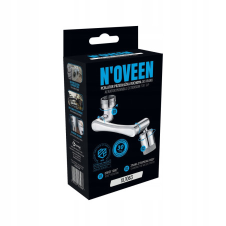 PRZEDŁUŻKA KRANU BATERII OBROTOWA AERATOR PERLATOR METAL 2W1 1080° m22/24