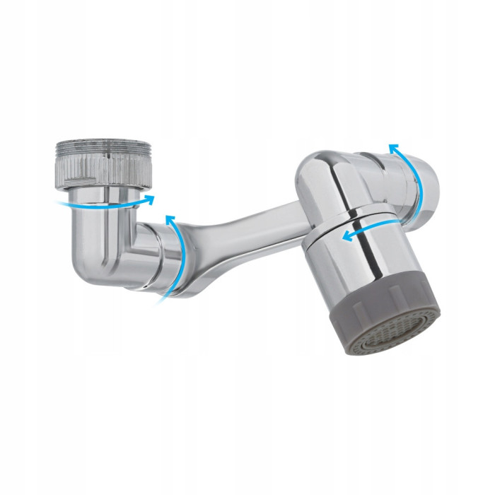 PRZEDŁUŻKA KRANU BATERII OBROTOWA AERATOR PERLATOR METAL 2W1 1080° m22/24