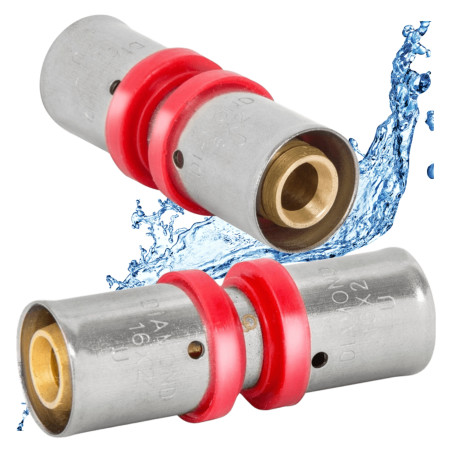 ZŁĄCZKA MUFA ZAPRASOWYWANA PEX ALUPEX 25mm x 25mm ZACISKANA RÓWNOPRZELOTOWA