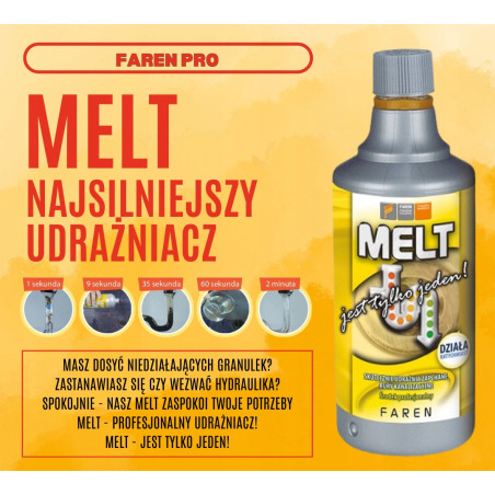 MELT ŚRODEK UDRAŻNIANIA RUR SYFONÓW KANALIZACYJNYCH 750ML RĘKAWICE GRATIS !