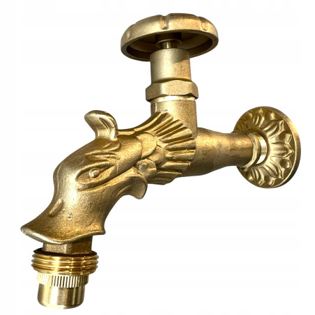 KRAN ZAWÓR CZERPALNY OGRODOWY OZDOBNY 1/2" Z KURKIEM SMOK GRZYBKOWY