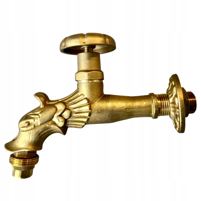 KRAN ZAWÓR CZERPALNY OGRODOWY OZDOBNY 1/2" Z KURKIEM SMOK GRZYBKOWY