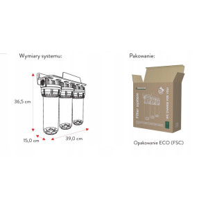System 3-stopniowy 3/4 cala KORPUS NARUROWY OBUDOWA GREEN FILTER DO WODY 10